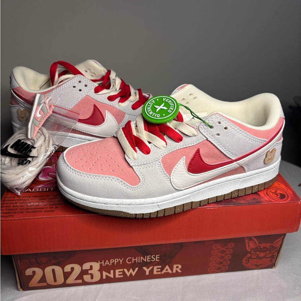 Nike Red and White Sneakers Classic Dunk Silhouette